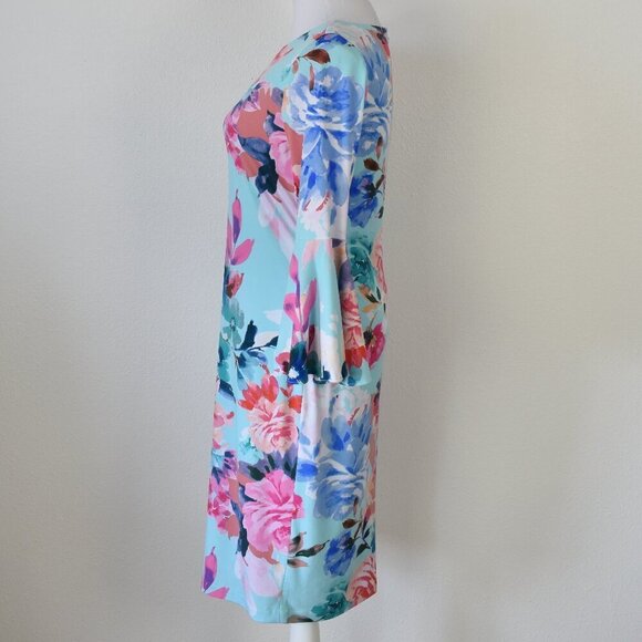 Calvin Klein Floral Bell Sleeve Sheath Dress - 4 - Picture 7 of 10